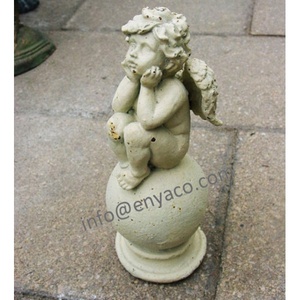 빈티지 뒤뜰 초라한 세련된 홈 Garten 장식 골동품 천사 Cherub 동상 조각 장식 야외 및 정원 - Product Image 5