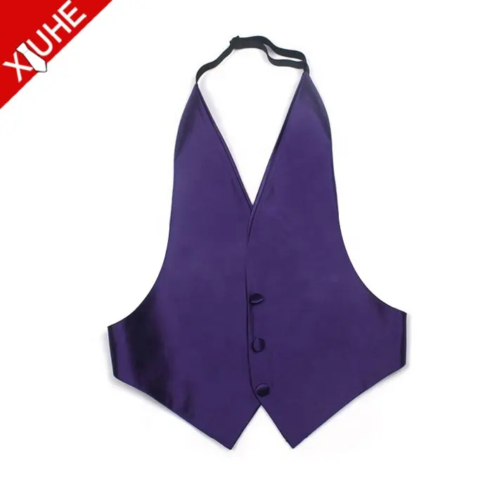 중국 Manufacturer 100% Polyester 싼 등이없는 양복 Purple Vest 대 한 Men