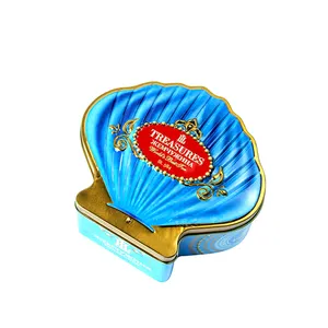 Wholesale seashell shape metal candy cookie container high quality tin box for kids gift cans