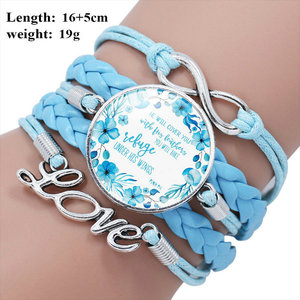 Clásico salmo encantos tejidos hechos a mano ronda <span class=keywords><strong>de</strong></span> cristal letra pulsera <span class=keywords><strong>Biblia</strong></span> cita regalo <span class=keywords><strong>de</strong></span> la joyería para cristiano - Product Image 5