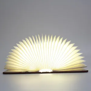 クリエイティブデザインカスタマイズ折りたたみ LED ブック型ランプ充電式木製カバーブックライト