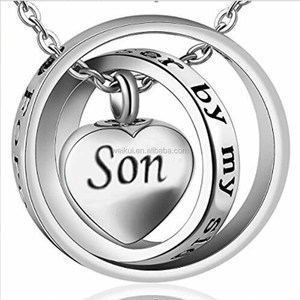 "Ya no estoy a <span class=keywords><strong>mi</strong></span> lado, siempre en <span class=keywords><strong>mi</strong></span> corazón" hijo círculo corazón corazón cremación urna colgante cenizas joyas - Product Image 2