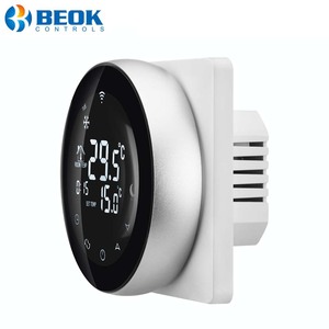 <span class=keywords><strong>Beok</strong></span> Round-Termostato de bobina de ventilador con pantalla táctil, modos de ventilación, refrigeración y calefacción, a la vez - Product Image 2