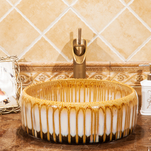 Cina <span class=keywords><strong>Hand</strong></span> Maded Warna Mengkilap Porselen Kamar Mandi Wastafel Meja Keramik Cuci Tangan <span class=keywords><strong>Basin</strong></span> - Product Image 2