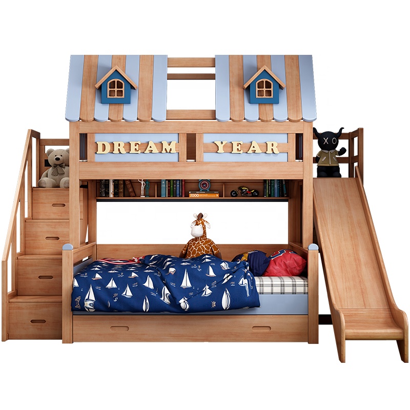 Garçon Ensemble de Meubles de Chambre À Coucher Enfants Enfant Ensemble de Lit Superposé Avec Toboggan