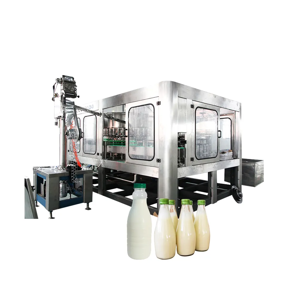 दूध पेय बॉटलिंग लाइन के लिए सड़न रोकनेवाला गत्ते का डिब्बा भरने की मशीन/दूध और रस
