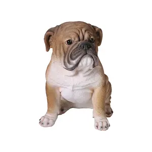 Precioso bulldog Inglés estatua de resina mini mascota figuras para la decoración al aire libre