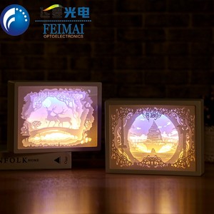 Festival 3D Lumière Ombre Papier Sculpture <span class=keywords><strong>Lampe</strong></span> <span class=keywords><strong>De</strong></span> <span class=keywords><strong>Chevet</strong></span> Cadre <span class=keywords><strong>Photo</strong></span> Veilleuse - Product Image 3