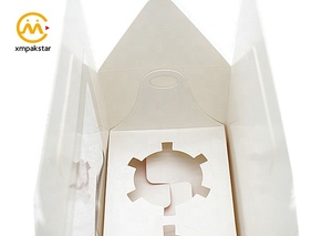 Wholesale Cheap Custom Color Paper <strong>Carrier</strong> Two Cheese Cup Cake Packaging <strong>Cupcake</strong> Box with Window - Product Image 4