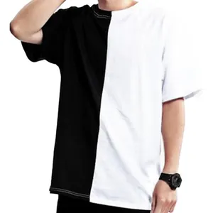 New Style Hip Hop T Shirt Men Plain Custom Two Tone Block Shirts Wholesale