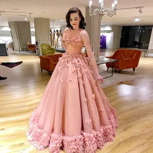 3D Flower Traditional Formal Prom Frauen Langes Abendkleid