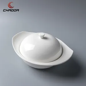 Bol rond de soupe à vapeur de 140-300ml, bol à ragoût en céramique pour Restaurant, porcelaine, bol à ragoût domestique avec couvercle