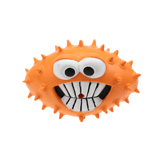 Juguete masticable impermeable ecológico personalizado para perros, Bola de espinas chirriantes, función de risa, goma duradera naranja/verde para uso en interiores/exteriores - Product Image 3