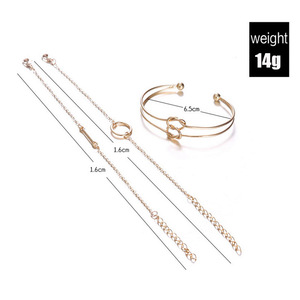Bracelet de demoiselle <span class=keywords><strong>d</strong></span>'honneur couleur or <span class=keywords><strong>d</strong></span>élicat 3 pièces/ensemble bracelet ouvert <span class=keywords><strong>en</strong></span> alliage de chaîne de noeud pour les femmes - Product Image 3