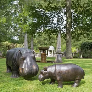 Life Size Bronze Hippo Animal Sculpture Statue Outdoor Garden Decor