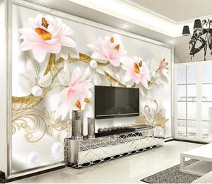 ZHIHAI-papel tapiz para decoración del hogar, impermeable, con estampado de flores ignífugas, 8d, superficie en relieve, 3d, <span class=keywords><strong>restaurante</strong></span> tailandés - Product Image 2
