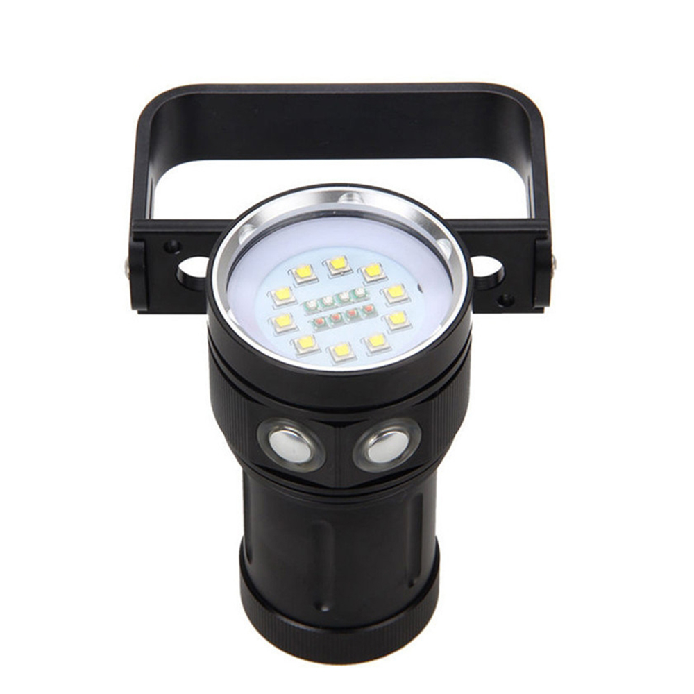 Широкоугольный светодиодный фонарь для дайвинга 10000 лм, подводный фонарь для видеосъемки с ручкой и кронштейном, красный, синий светодиод