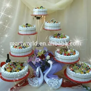 Sıcak çok katmanlı lüks akrilik kek standı ev/parti/otel/ziyafet/düğün dekorasyon kristal altın beyaz (kek standı 5)