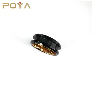 POYA珠宝带凹槽高品质空白戒指8毫米黑色和金色碳化钨婚嫁带或戒指订婚男士