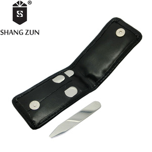 En gros argent miroir cols 2 pièces col raidisseurs dans sac non tissé 4 pièces inserts de col en cuir PU noir portefeuille - Product Image 1