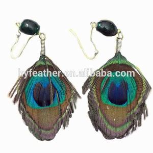 Offres Spéciales En Gros pour Les Femmes De Mode Plume De <span class=keywords><strong>Paon</strong></span> Naturel Perle Boucles D'oreilles - Product Image 1