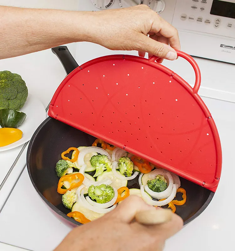 Hochwertiger mikrowellen geeigneter faltbarer Spritz schutz für das Silikon kochen