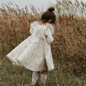 Abito Vintage per Bambine in Misto Lino e Cotone Naturale con Stampa Floreale Vestito da Principessa per <span class=keywords><strong>Abbigliamento</strong></span> Bambine - Product Image 4