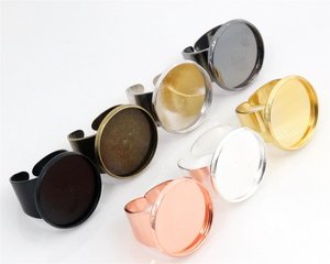 20Mm Cổ Điển 7 Màu Mạ Đồng Thau Cài Đặt Vòng Điều Chỉnh Trống/Cơ Sở Phù Hợp Với Ngọc Mài Tròn 20Mm, Nút; Bezels Nhẫn - Product Image 2