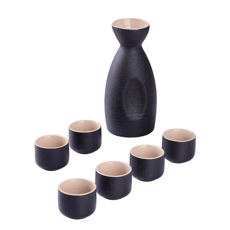 Botella de Sake y 6 tazas de cerámica, juego de vino japonés elegante, venta al por mayor