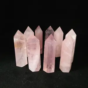 Pointe de quartz rose naturel brut, vente en gros, pointe de quartz naturel