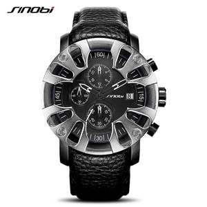 Reloj de Lujo de Marca Superior SINOBI, Diseño Creativo, Relojes Deportivos, Relojes de Cuarzo Resistentes para Hombre con Correas de Cuero S9760G - Product Image 2