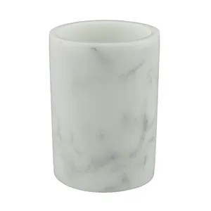 Wholesale White Resin Marble Tumbler for Bathroom Mouth Wash