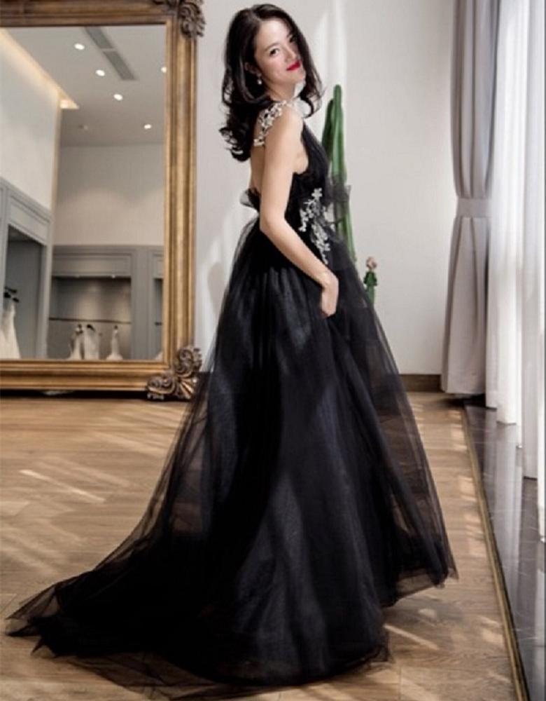 Black Western Evening Dress - High Quality Maxi Gown