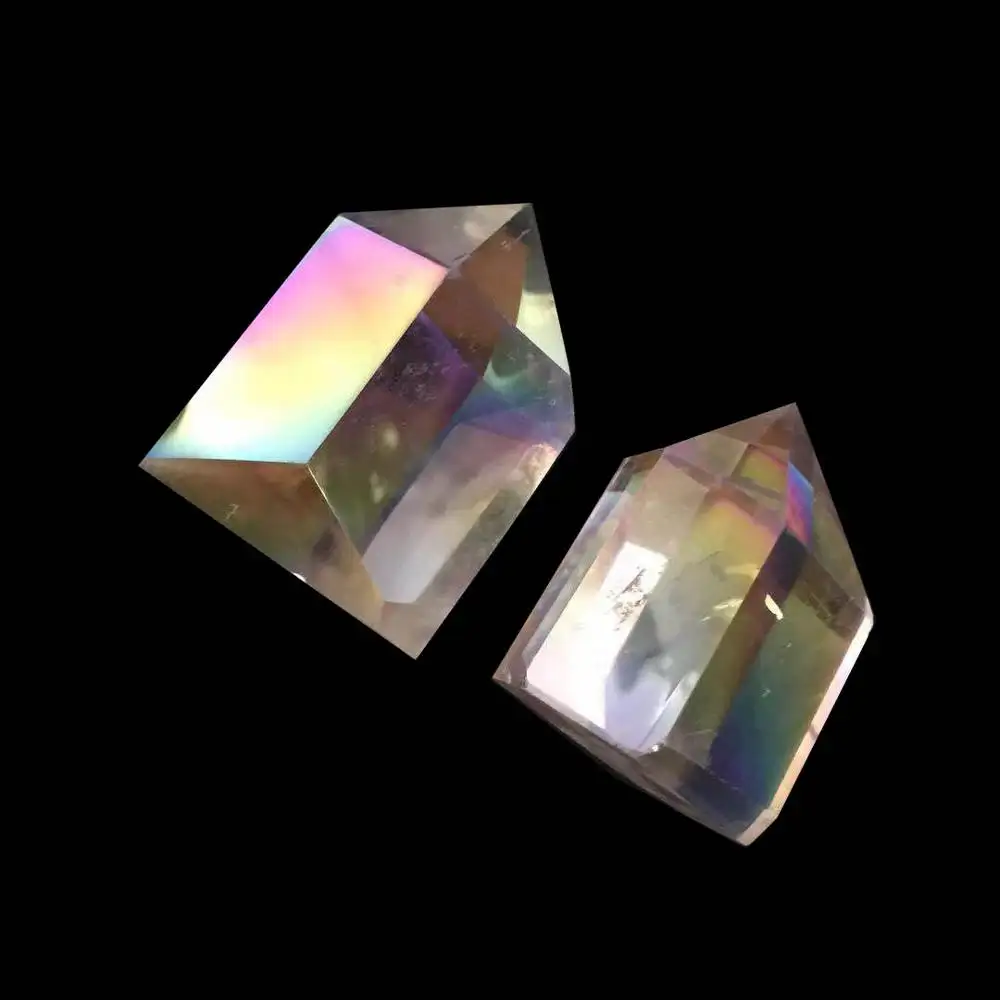 Популярный натуральный гальванический прозрачный кристалл Ангел Аура кварцевая палочка