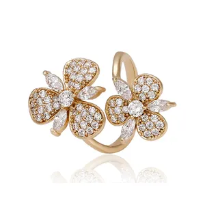 14309 xuping trending producten nieuwe stijl best-selling pretty mooie dubbele bloem vinger ring met 18 k plated