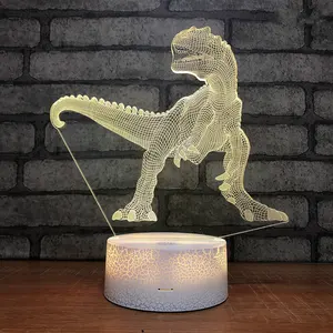 Dino Crack Basislamp Kleurrijke Creatieve Individuele 3d Led Nachtlampje 7 Kleurverandering Kerstcadeau Kinderspeelgoed