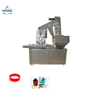 Máquina de inserción de junta de guata, revestimiento de tapa automático completo, doble cabezal, botella de plástico, papel de espuma, embalaje de leche