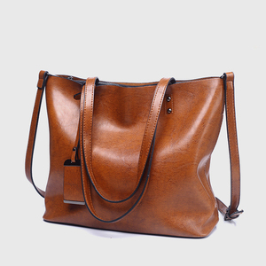 Sac fourre-tout vintage en cuir PU huilé personnalisé pour femme, sacs à main <span class=keywords><strong>de</strong></span> créateur pour femme, sacs fourre-tout pour voyage, rendez-vous et usage quotidien - Product Image 2