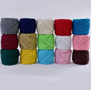 Venta al por mayor trenzado multi color de cuerda de algodón de macrame Cable 4mm