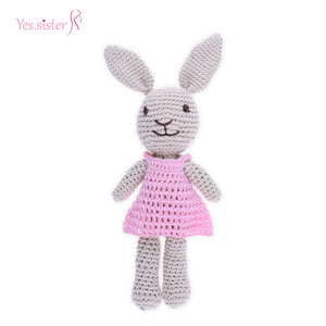Rose Robe Personnalisé À La Main Bébé Jouets Animaux Amigurumi <span class=keywords><strong>Lapin</strong></span> - Product Image 1
