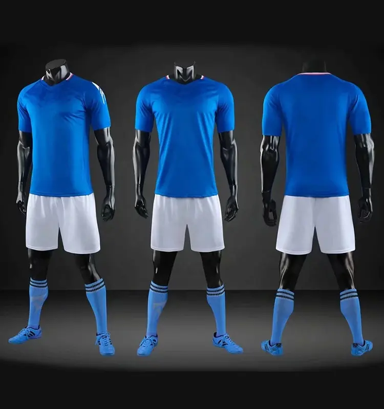 Em branco Azul 100% Poliéster De Futebol Desgaste de Alta Qualidade de Jogo de Futebol