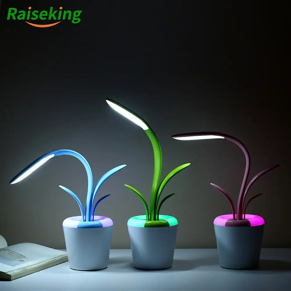 ความสว่าง3ระดับหรี่แสงได้ Usb Clivia โคมไฟตั้งโต๊ะ Led ที่มี RGB คืนแสงเปลี่ยนแบตเตอรี่โคมไฟตั้งโต๊ะ