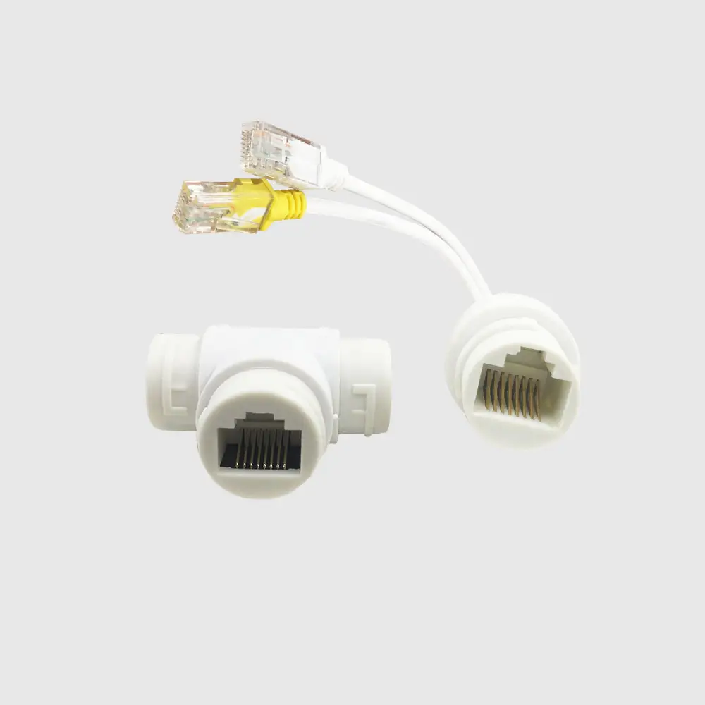 Konverter Pemisahan Sintesis Rj45 Konektor Female Rj45 Splitter untuk Kamera IP