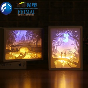 3D Lumière Ombre Papier Sculpture <span class=keywords><strong>Lampe</strong></span> <span class=keywords><strong>De</strong></span> <span class=keywords><strong>Chevet</strong></span> Cadre <span class=keywords><strong>Photo</strong></span> Veilleuse - Product Image 3