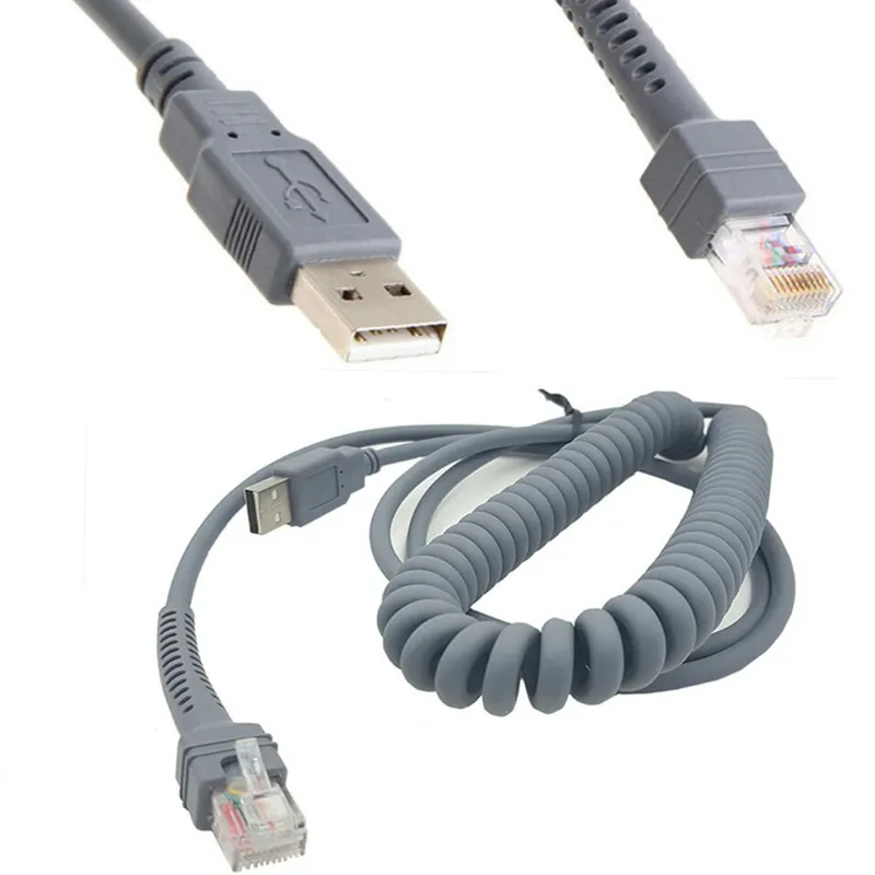 barcode scanner usb spring coiled Spiral cable for Motorola Symbol Ls2208 Ls1203 Ls4208 Ls4278 Ds6707 Ds6708