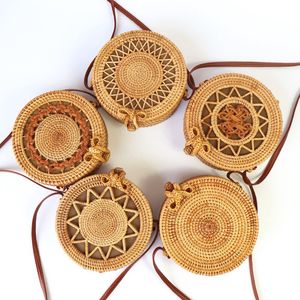 Bolso de Paja Redondo Estilo <span class=keywords><strong>Boho</strong></span> <span class=keywords><strong>Chic</strong></span> Natural de Fábrica, Bolso de Ratán, Bolso de Bambú - Product Image 2