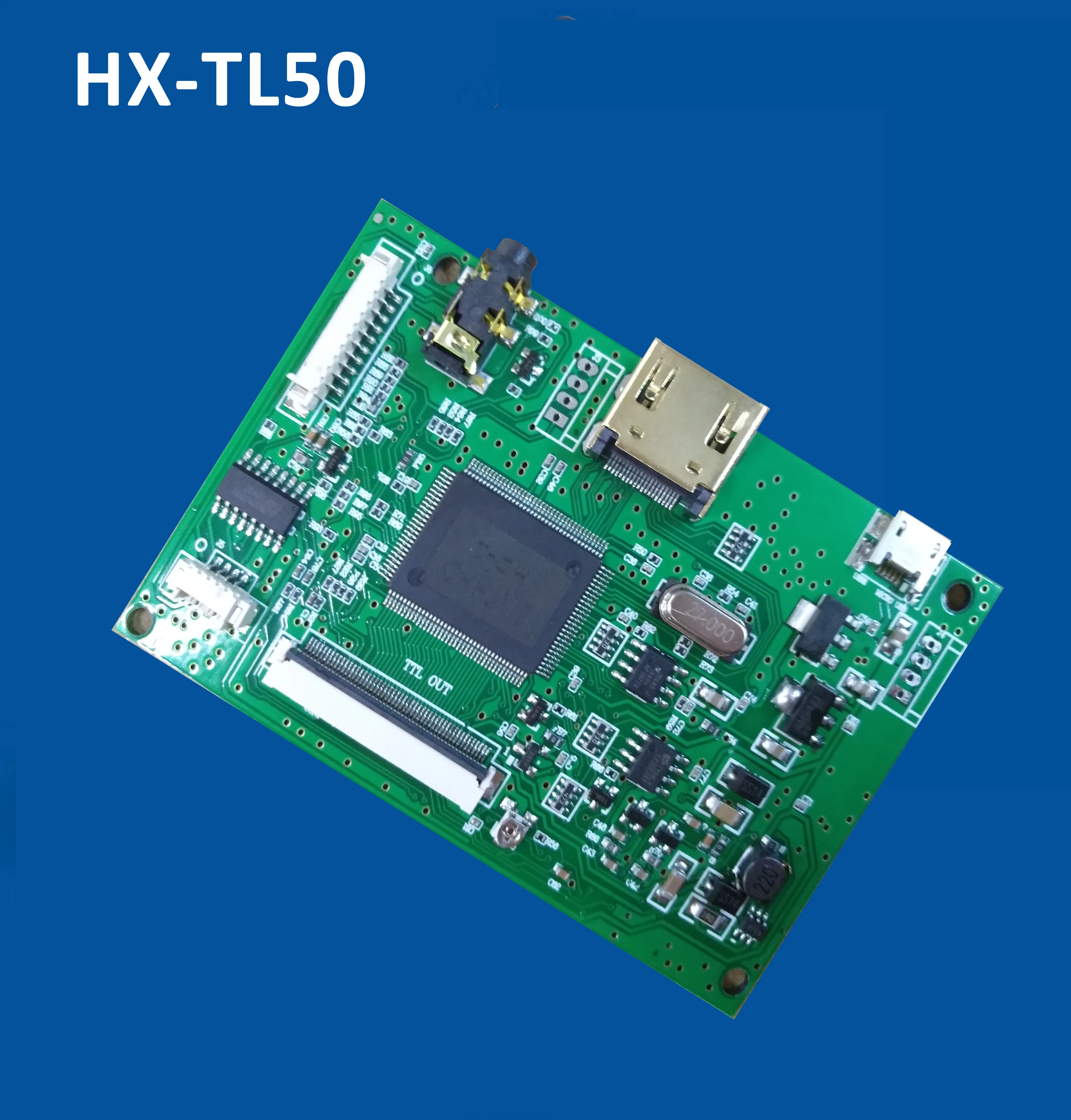 HX-TL50 HD LCD 50pin TTL panel driver board HDM-TTL controller with 5V USB power supply and panel cable FPC included