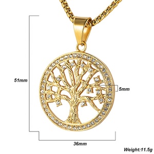 <span class=keywords><strong>Promo</strong></span>-collar de acero inoxidable con colgante de árbol familiar, joyería de árbol familiar, Cz, estilo europeo y americano - Product Image 2