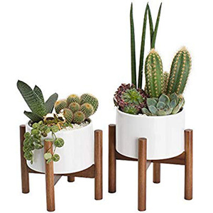 Jardinera interior <span class=keywords><strong>oculto</strong></span> bandeja de goteo blanco de riego planta con soporte de madera - Product Image 6