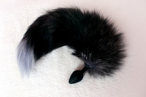 Plug anale a coda di volpe in metallo di piccole dimensioni color argento Plug anale - Product Image 6